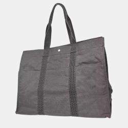 Pre Owned Hermes Gray Canvas Herline Tote Bag