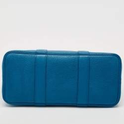 Pre Owned Hermes Bleu Zanzibar Negonda Leather Garden Party 30 Bag