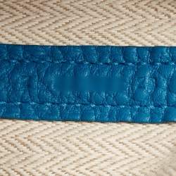 Pre Owned Hermes Bleu Zanzibar Negonda Leather Garden Party 30 Bag