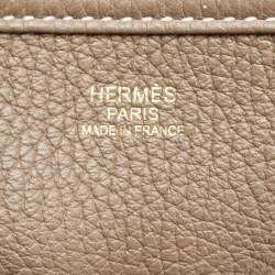 Pre Owned Hermes Etoupe Taurillon Clemence Leather Evelyne III PM Bag