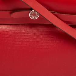 Pre Owned Hermes Rouge Piment/Ecru Toile H Berline and Vache Hunter Herbag Zip 31 Bag