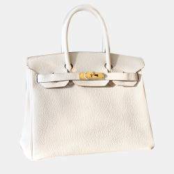 Hermes Mushroom Togo Leather Gold Finish Birkin 30 Bag 