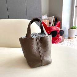 Hermes Brown Leather Picotin Lock 18 Handbag