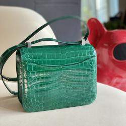 Hermes Green Leather Constance 24 Shoulder Bag