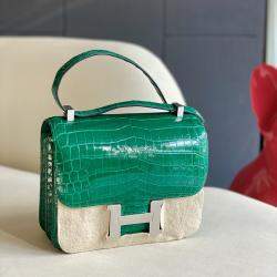 Hermes Green Leather Constance 24 Shoulder Bag
