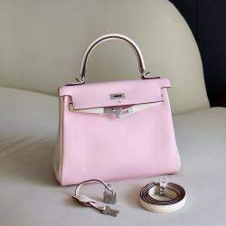 Hermes Pink Swift Leather Kelly 25 Tote Bag