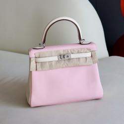 Hermes Pink Swift Leather Kelly 25 Tote Bag