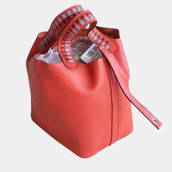Hermes  Rouge H Epsom Tressage De Cuir Picotin Lock Capucine Celeste 18 Handbag