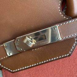 Hermes Fauve, Naturel and Paprika Toile and Barenia Flag Birkin 35 Handbag