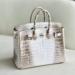 Hermes White Matte Niloticus Crocodile Himalaya Birkin 25 Handbag