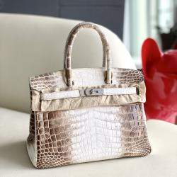 Hermes White Matte Niloticus Crocodile Himalaya Birkin 30 Handbag