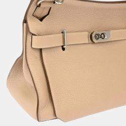 Pre Owned Hermes Argile Taurillon Clemence Jypsiere 34 Shoulder Bag