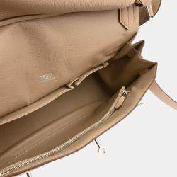 Pre Owned Hermes Argile Taurillon Clemence Jypsiere 34 Shoulder Bag
