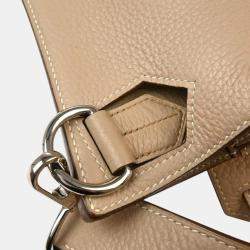 Pre Owned Hermes Argile Taurillon Clemence Jypsiere 34 Shoulder Bag