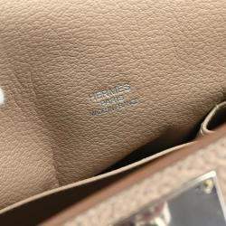 Pre Owned Hermes Argile Taurillon Clemence Jypsiere 34 Shoulder Bag