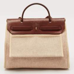 Hermès Marron Fonce Toile Canvas and Leather Herbag 31 Bag