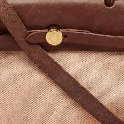 Hermès Marron Fonce Toile Canvas and Leather Herbag 31 Bag
