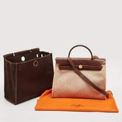 Hermès Marron Fonce Toile Canvas and Leather Herbag 31 Bag
