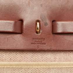 Hermès Marron Fonce Toile Canvas and Leather Herbag 31 Bag