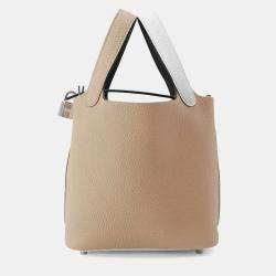 Hermes Picotin Lock Casaque 2 Beige Marfa/New White/Macassar Taurillon Clemence 18