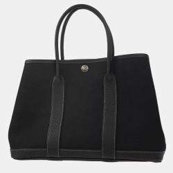 Pre Owned Hermes Black Toile Garden Party TPM Tote Bag