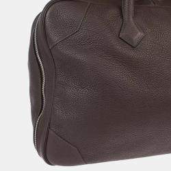 Pre Owned Hermes Chocolat Taurillon Clemence Victoria 50 Handbag