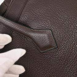 Pre Owned Hermes Chocolat Taurillon Clemence Victoria 50 Handbag