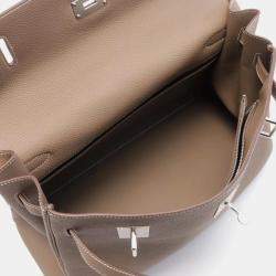 Hermes Etoupe Togo Leather Palladium Finish Kelly Maxi 42 Bag