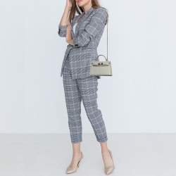 Hermès Gris Perle Ostrich Gold Finish Mini Kelly II Sellier 20 Bag