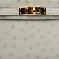 Hermès Gris Perle Ostrich Gold Finish Mini Kelly II Sellier 20 Bag