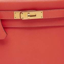 Hermes Rose Jaipur Epsom Leather Gold Finish Kelly Sellier 28 Bag