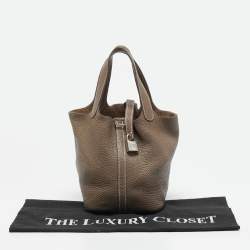 Hermes Taupe Taurillon Clemence Leather Picotin Lock 18 Bag
