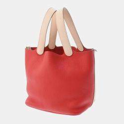 Hermes Rouge Tomato/Rose Eglantine Picotin Lock 22 Handbag