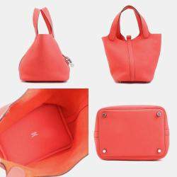 Pre Owned Hermes Rose Texas Taurillon Clemence Picotin Lock 18 Handbag