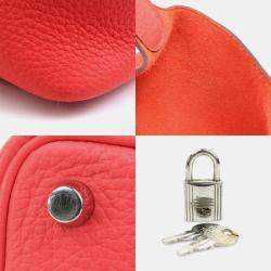 Pre Owned Hermes Rose Texas Taurillon Clemence Picotin Lock 18 Handbag