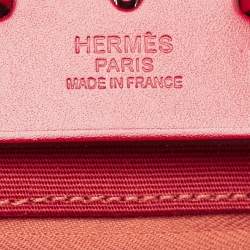 Pre Owned Hermes Rose Extreme/Rouge Venetian/Rouge Piment Toile Militaire and Vache Hunter Herbag 31 Bag