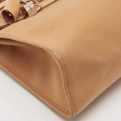Pre Owned Hermes Dune/Naturel Sable/Orange Toile H and Vache Hunter Herbag Zip 31 Bag