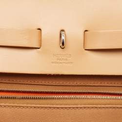 Pre Owned Hermes Dune/Naturel Sable/Orange Toile H and Vache Hunter Herbag Zip 31 Bag