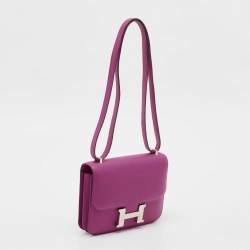 Hermes Rose Pourpre Epsom Leather Palladium Finish Constance 18 Mini Bag