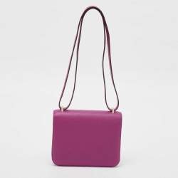 Hermes Rose Pourpre Epsom Leather Palladium Finish Constance 18 Mini Bag