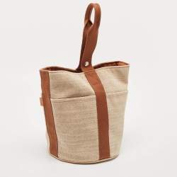 مملوكة مسبقًا Hermes Natural/Brown Toile Saxo MM Bag