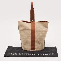 مملوكة مسبقًا Hermes Natural/Brown Toile Saxo MM Bag