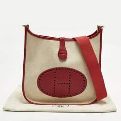 مملوكة مسبقًا حقيبة هيرمس إيفلين I جي إم كانفاس ومغلف بالجلد إكرو/روج للكتف