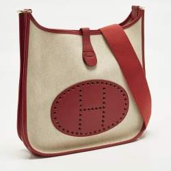 مملوكة مسبقًا حقيبة هيرمس إيفلين I جي إم كانفاس ومغلف بالجلد إكرو/روج للكتف