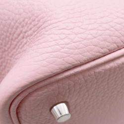 Hermes Rose Sakura Taurillon Clemence Picotin Lock 22 Bucket Bag