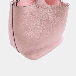 Hermes Rose Sakura Taurillon Clemence Picotin Lock 22 Bucket Bag