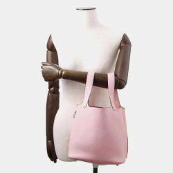 Hermes Rose Sakura Taurillon Clemence Picotin Lock 22 Bucket Bag