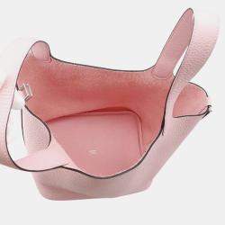 Hermes Rose Sakura Taurillon Clemence Picotin Lock 22 Bucket Bag