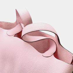Hermes Rose Sakura Taurillon Clemence Picotin Lock 22 Bucket Bag