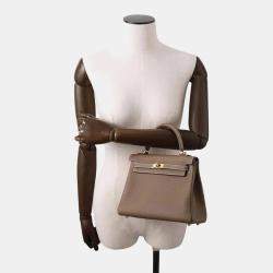 Hermes Etoupe Togo Leather 25 Kelly Top Handle Bag